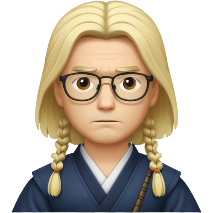samurai, slim, long blonde hair , glasses emoji