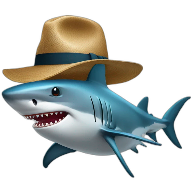 Shark and hat emoji
