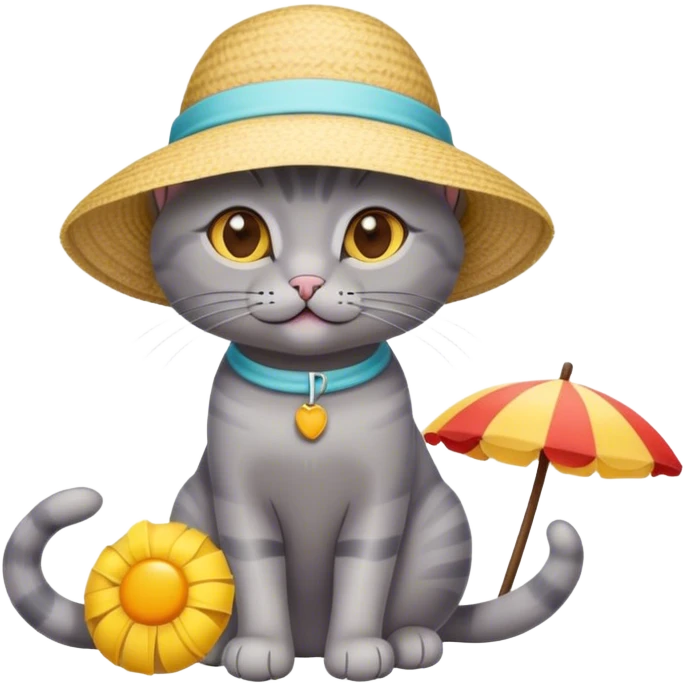 Grey cat on vacation emoji