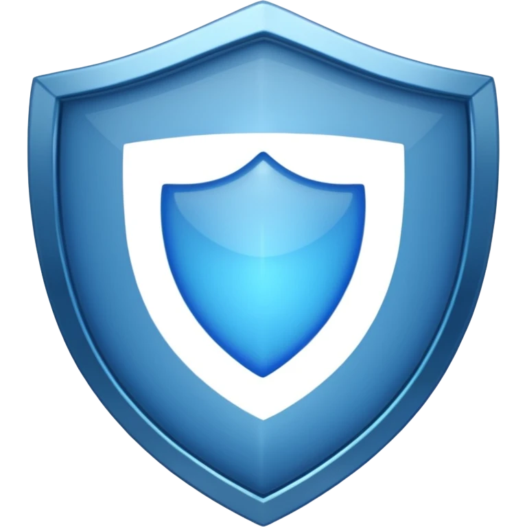 blue shield with a polished, luminous blue center, no symbols emoji
