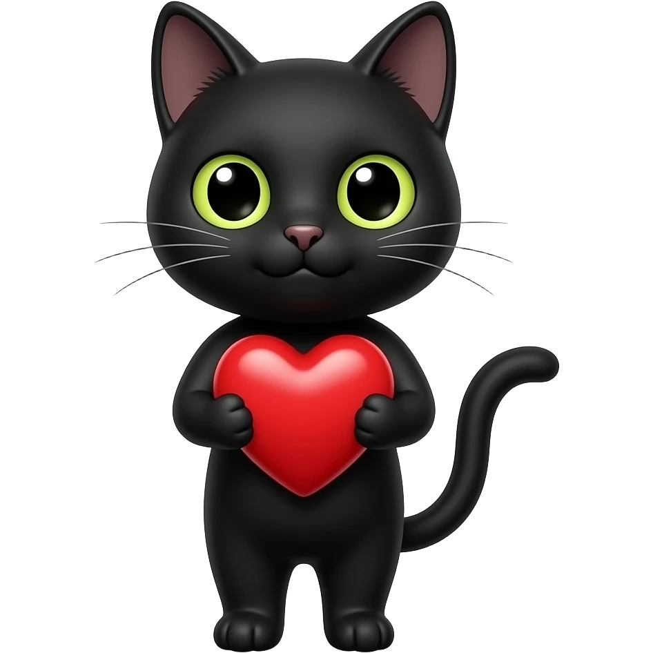I love Black cat red heart emoji