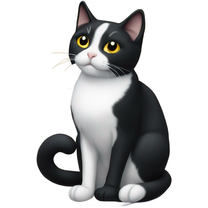 Tuxedo cat sitting on moon emoji