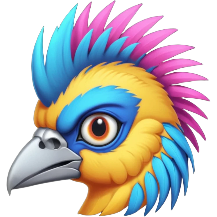 bird with piercings  and mohawk single vibrant colour  two eyes emoji