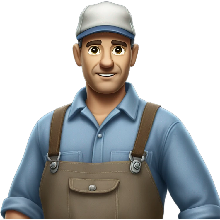 photorealistic blue collar worker 1950s emoji