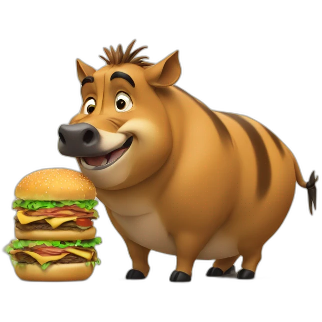 Pumba and Timon eat a hamburger  emoji