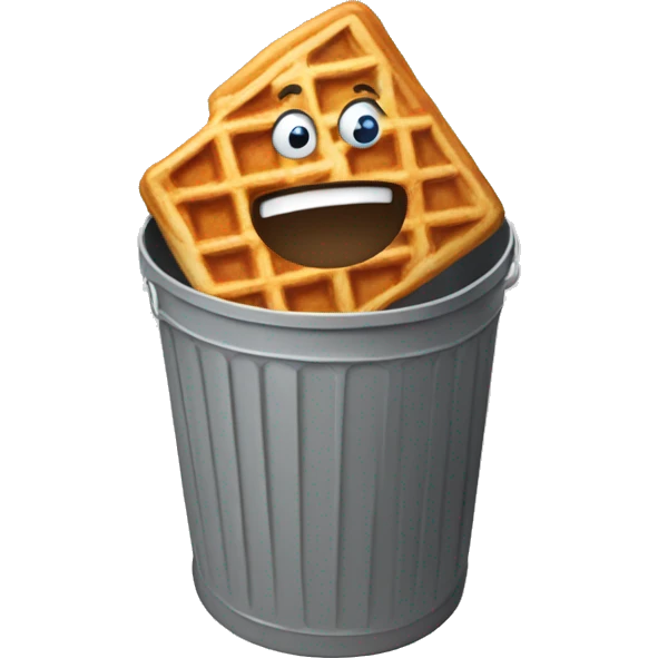 waffle cone in a grey trash can emoji