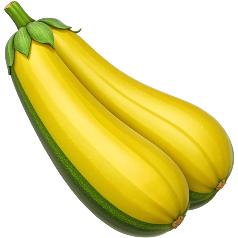 whole zucchini yellow smooth shiny gently tapered green stem golden color subtle stripes mottling firm fresh no plate or extras apple emoji style soft lighting transparent background emoji scale emoji