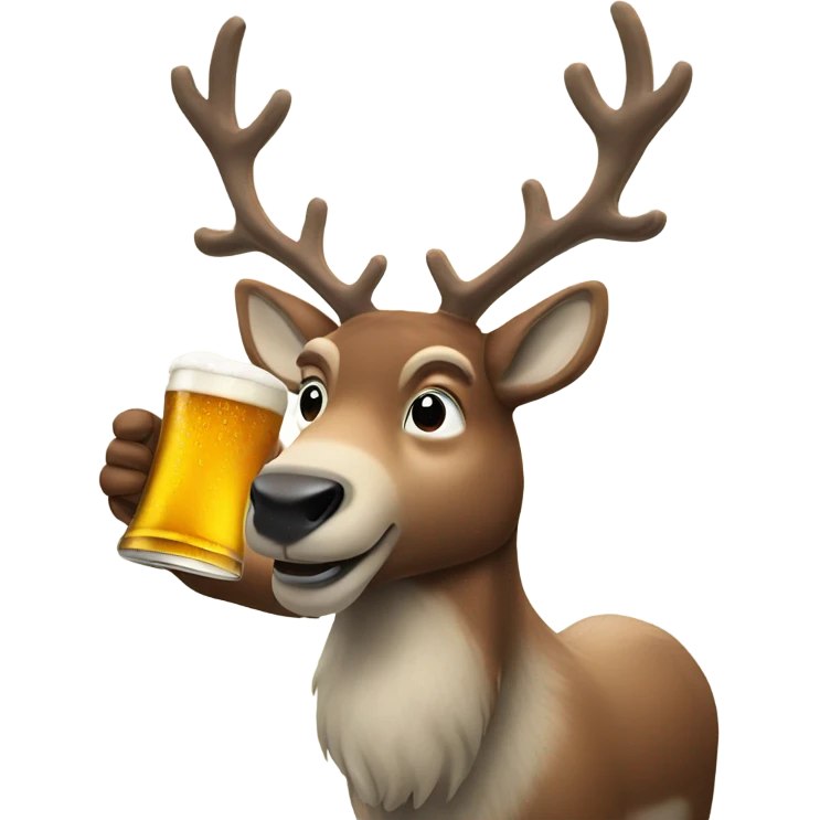 Reindeer drinking beer emoji