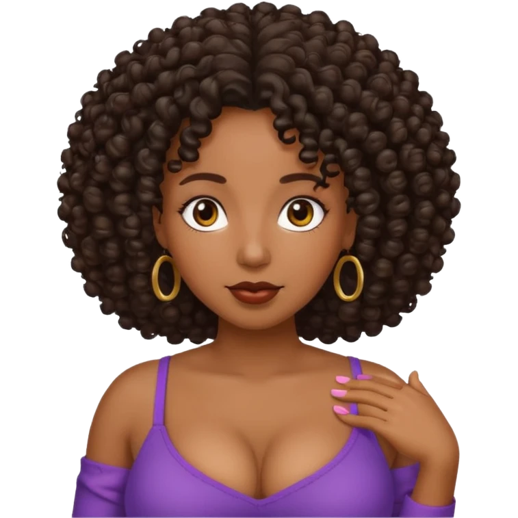 black woman bigger breast emoji curly hair darker. make her a little older emoji