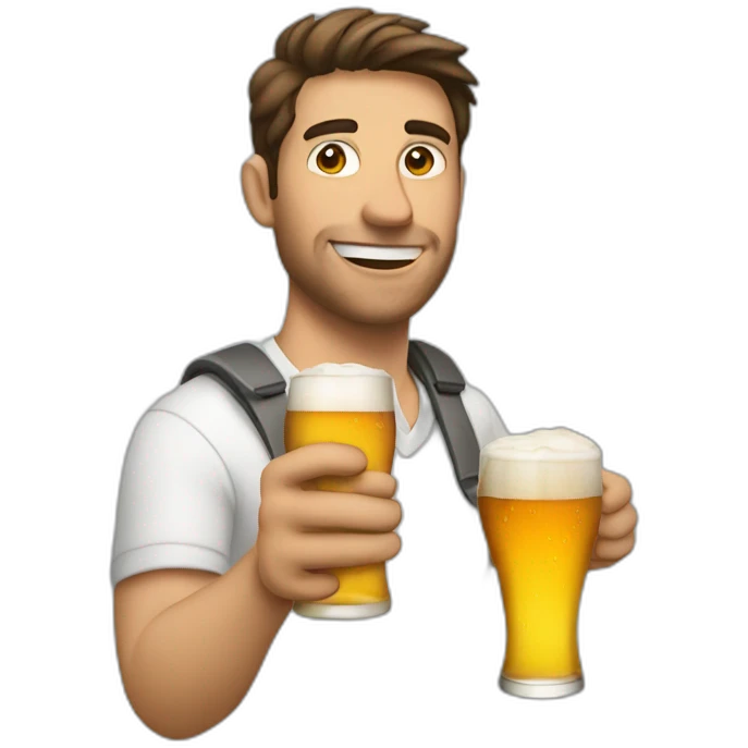 a guy holding a beer in his hand emoji