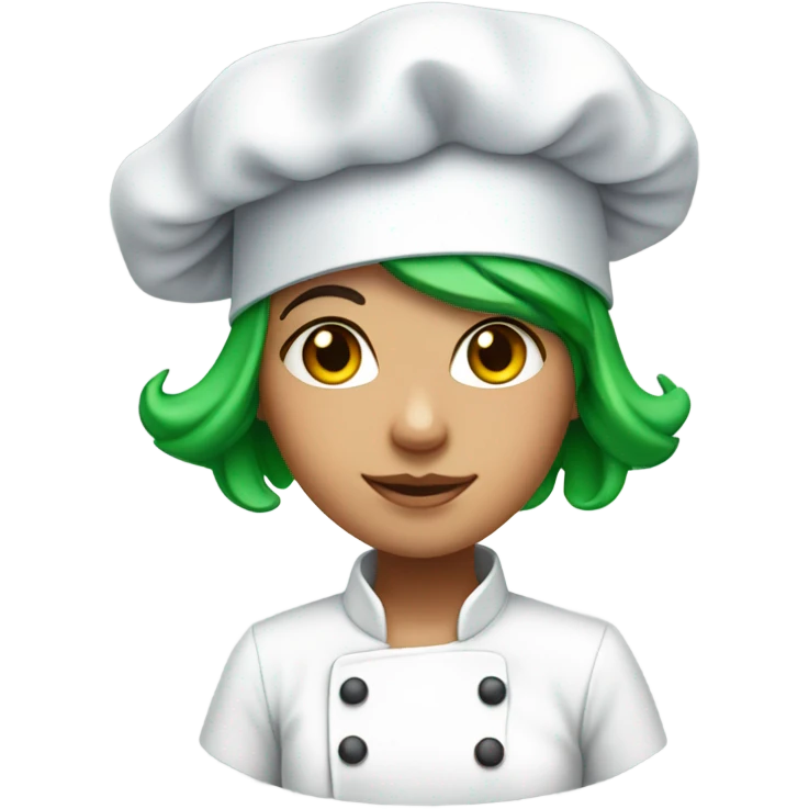 girl with green hair wearing chef's hat emoji