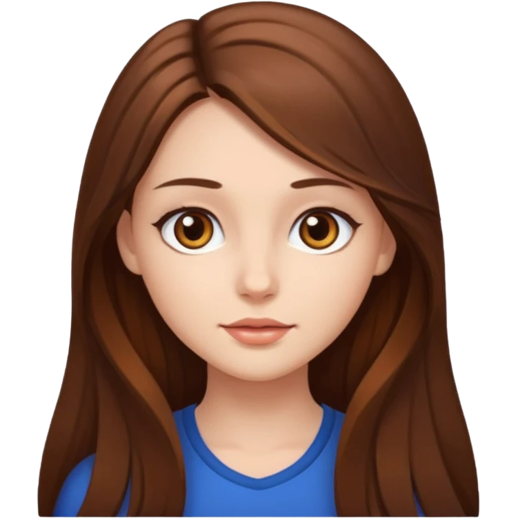 beautiful girl with long and brown hair and brown eyes emoji