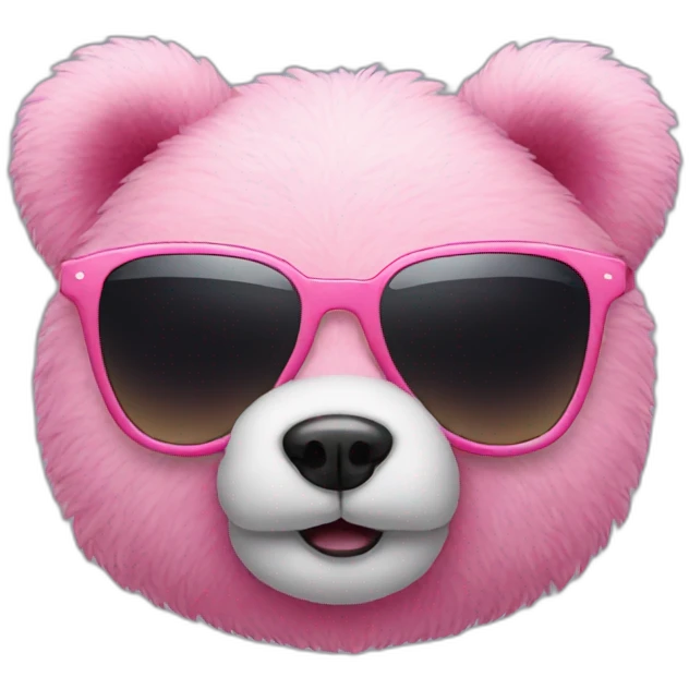 pink teddy bear face with sunglasses emoji