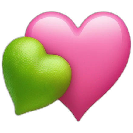 pink heart behind lime heart emoji