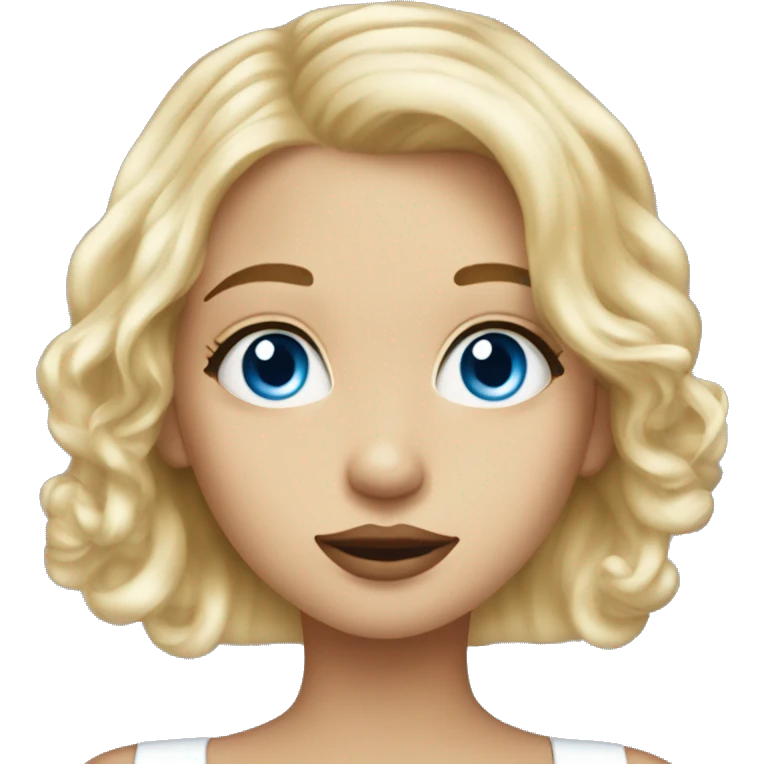 cute blonde girl with blue eyes blwig a kiss emoji