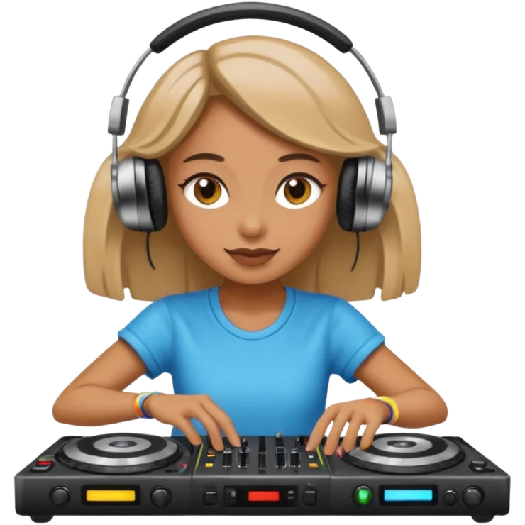 girl playing DJ set emoji