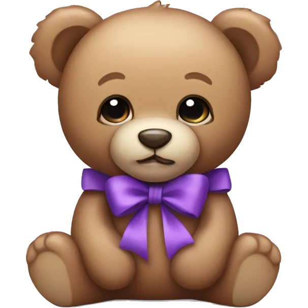 Cute teddy bear with a purple bow emoji