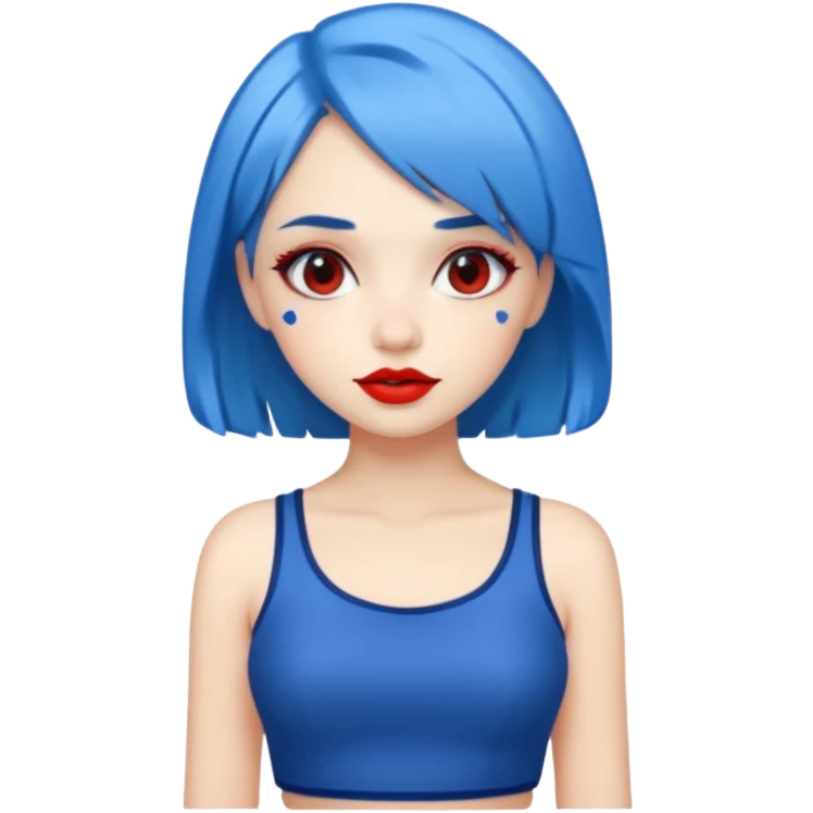büyük memeli mavi saçlı çok güzel bir kız mini etekli kırmızı ruj emoji