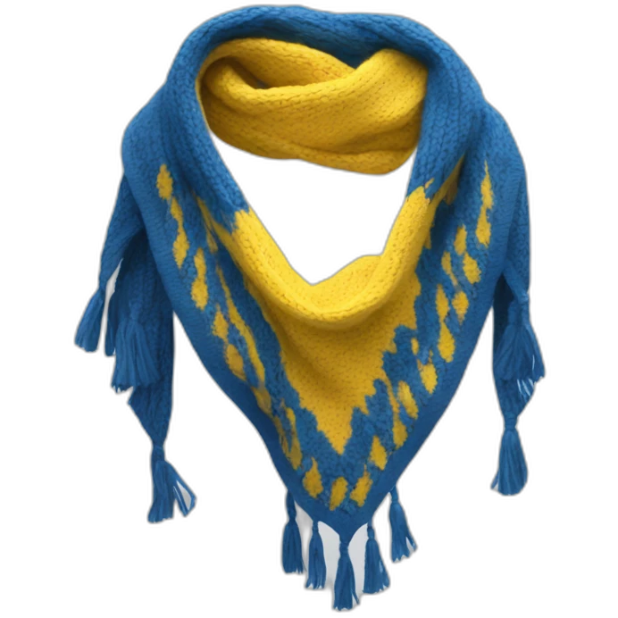 a scout-style scarf in blue, yellow and white, with blue predominating emoji