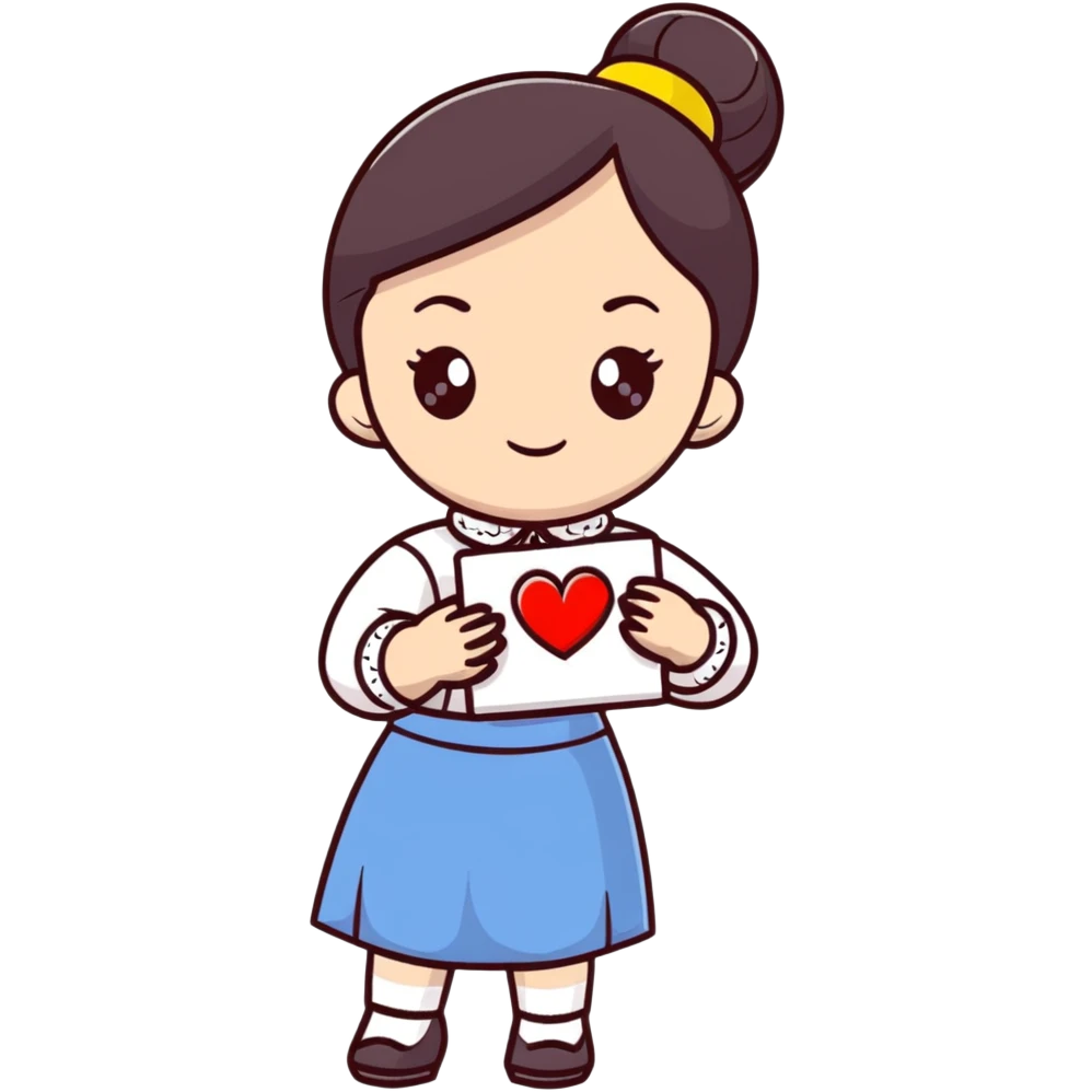 Ukrainian girl in a white embroidered shirt holds a heart in her hand emoji