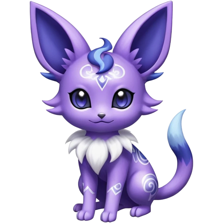 Shiny Cute Adorable Espeon-Noibat-Meowstic-Hybrid-Creature with pattern-markings emoji