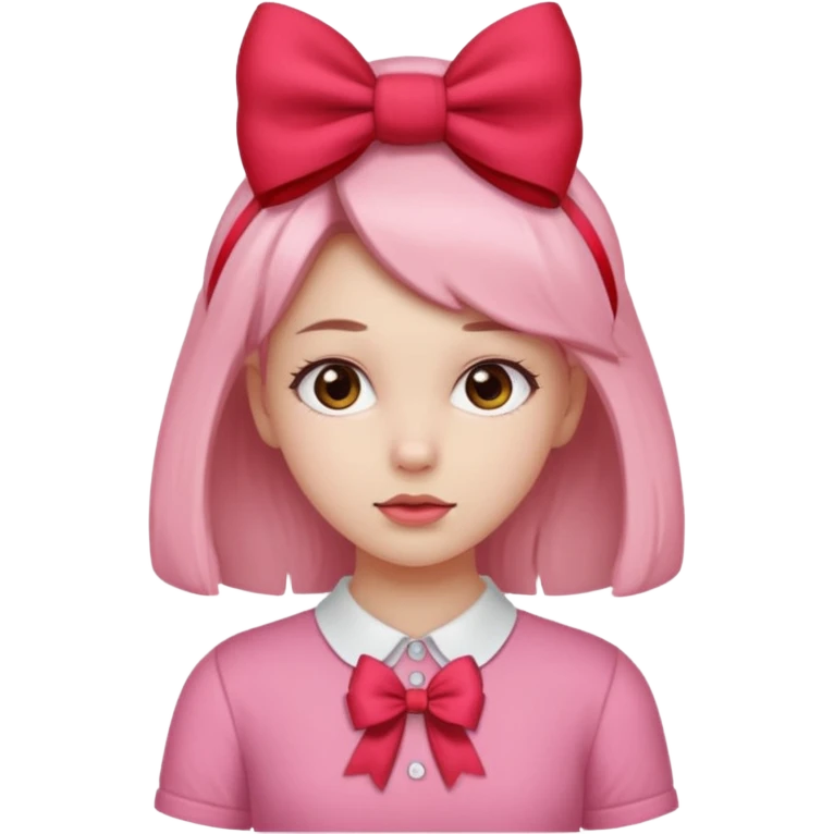 Girl with red bow on her head and pink shirt emoji