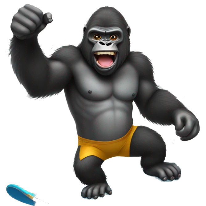 Gorilla surfing giving a thumbs up emoji