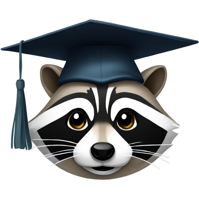 raccoon face with graduation hat emoji
