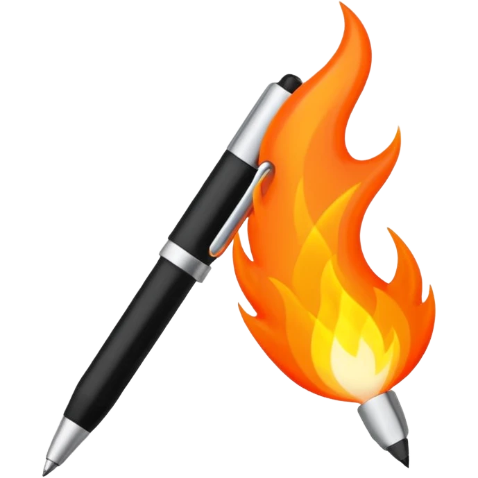 fire coming out of pen emoji