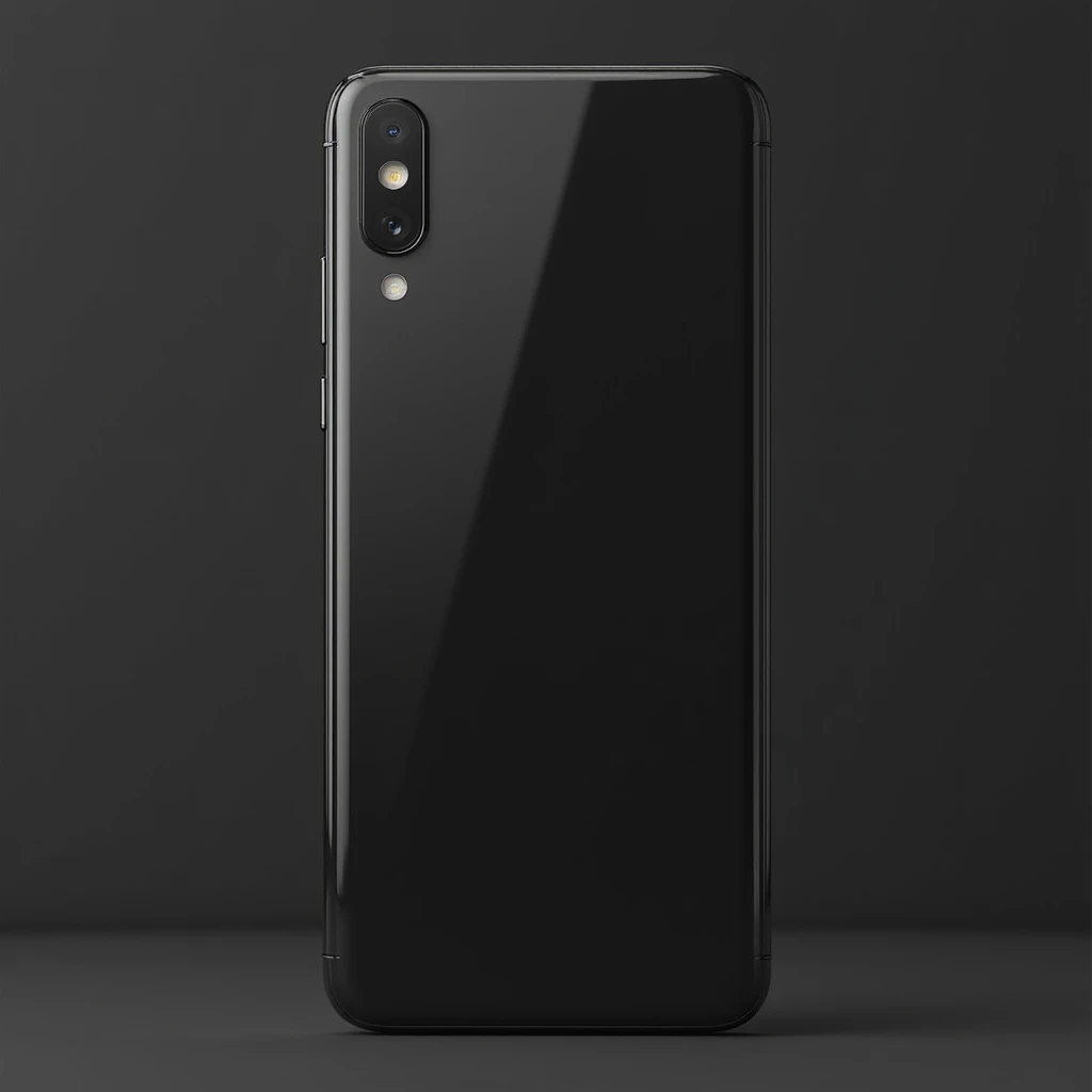 Realistic smartphone, front view, black color, high detail, photorealistic style emoji
