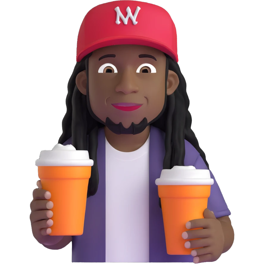 lil wayne holding a double styrofoam cup with one cup stacked inside another emoji