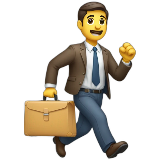trabajador de oficina corriendo con una maleta en la mano emoji