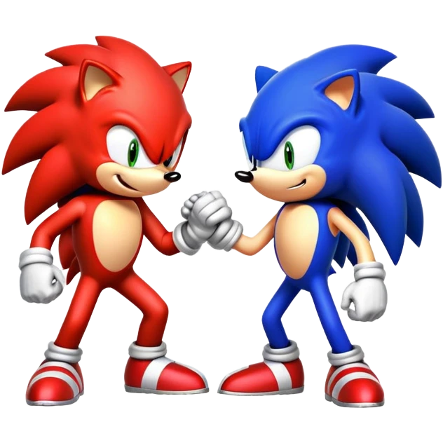 Sonic the Hedgehog and Knuckles the Echidna fist bumping emoji