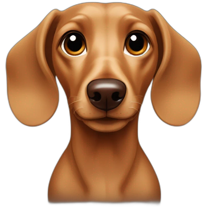 fawn colored dachshund with a dark chocolate colored nose emoji