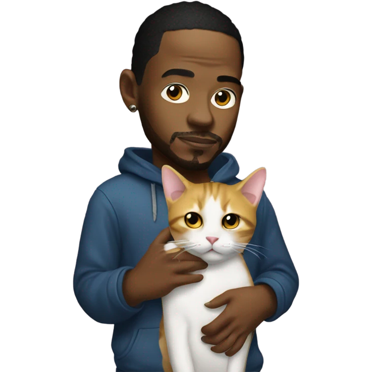 Kendrick Lamar holding a cat saying mustard  emoji