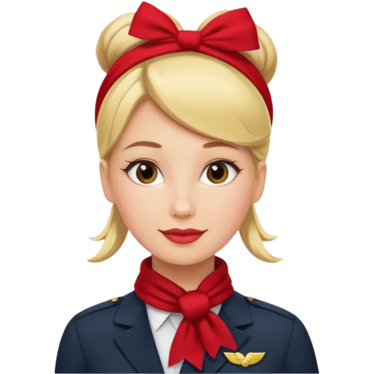 azafata de vuelo rubia con pañuelo rojo, y moño emoji