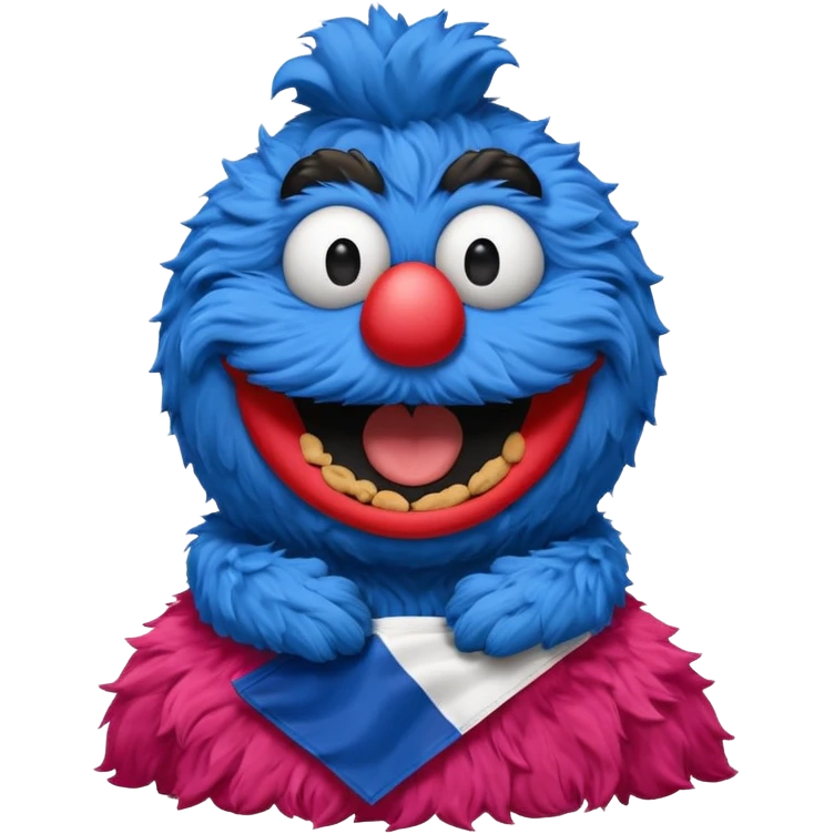 cookie monster bust, with french flag, only one flag,  emoji