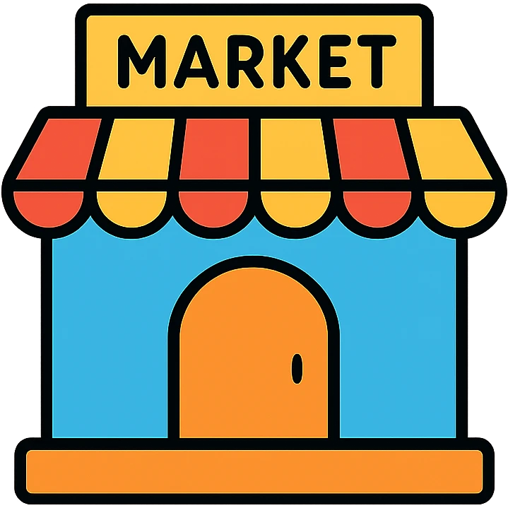 stylized market icon, suitable for branding, modern clean lines, minimalistic design emoji