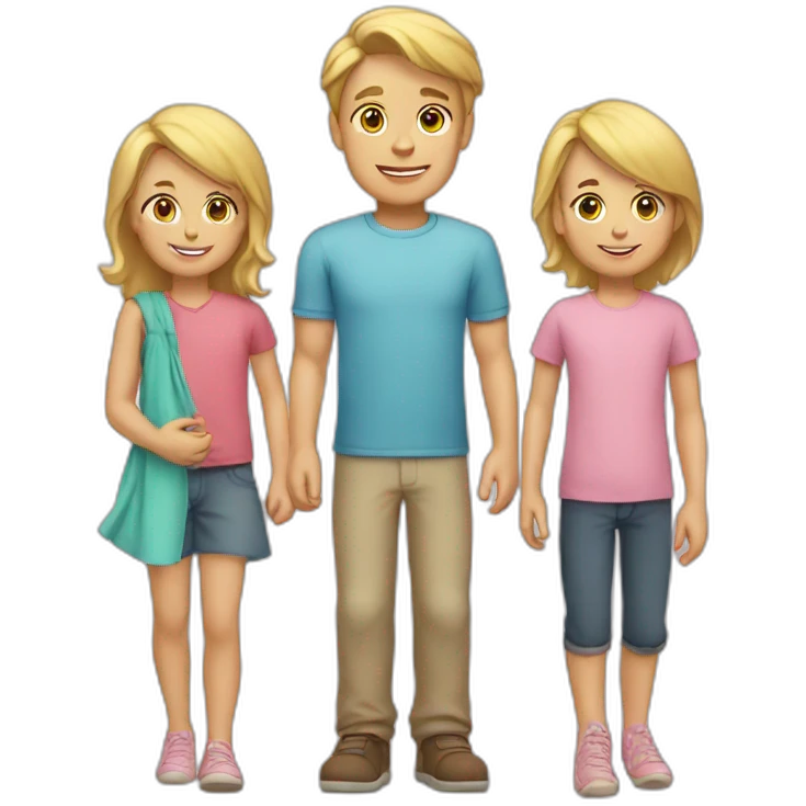 blond man with four children emoji
