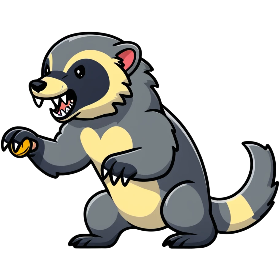 angry honey badger, furious, showing teeth, aggressive pose emoji