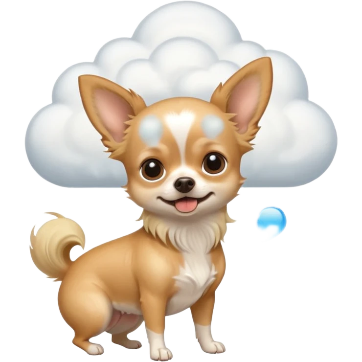 Blonde long hair chihuahua with fart cloud emoji