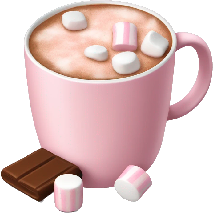 Light Pink mug of hot chocolate with marshmallows  emoji