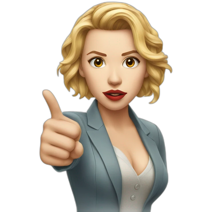 Scarlett Johansson pointing finger up emoji