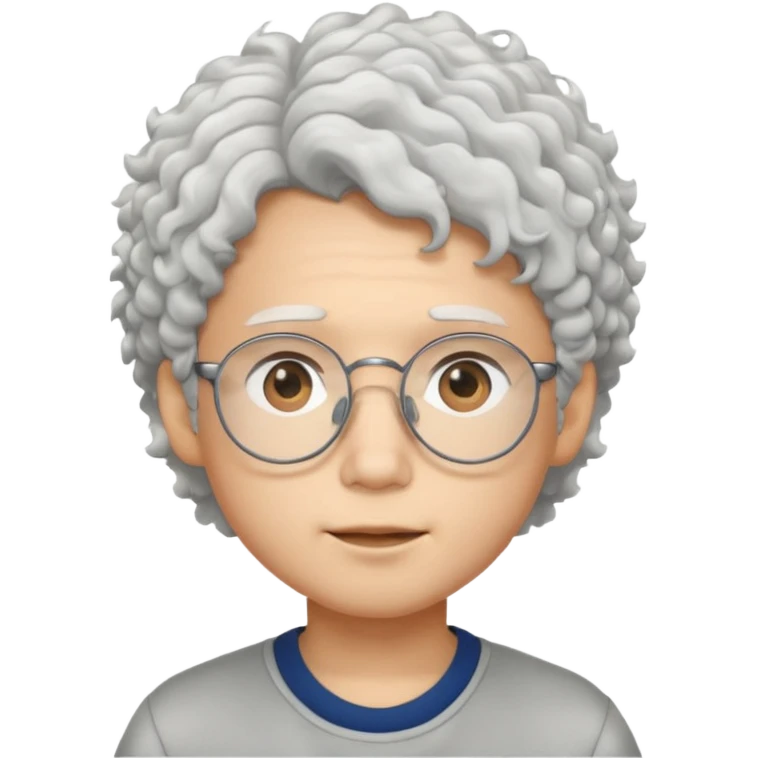 young asian boy with curly white hair and glasses emoji