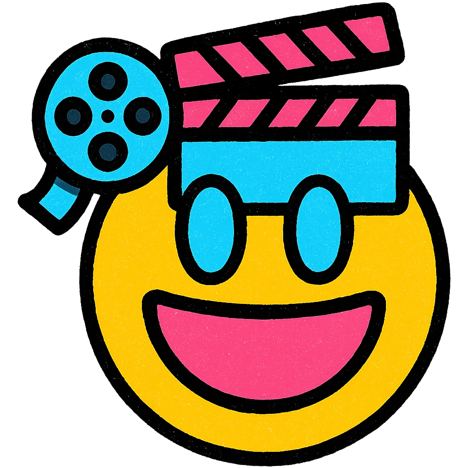 cinematic modern emoji representing films and series theme, suitable for Discord bot server interface emoji