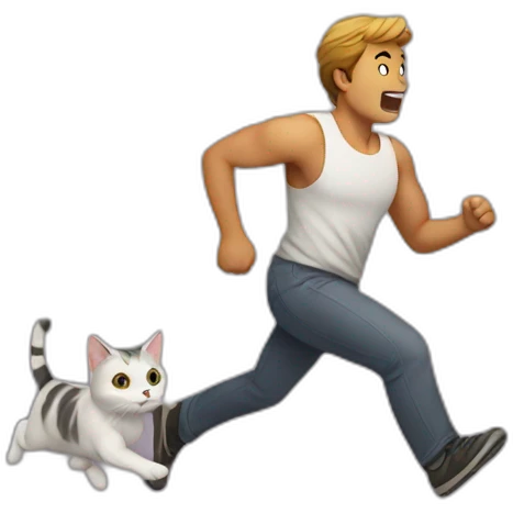 Man running from cat emoji