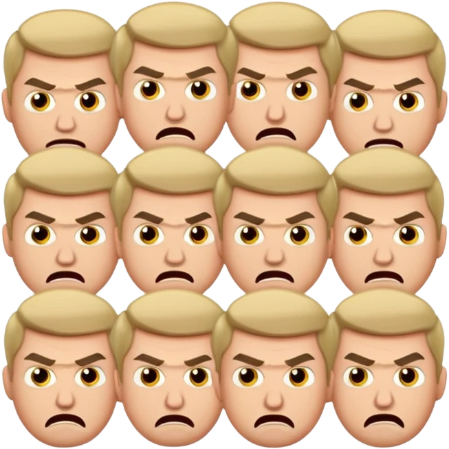 10 Caucasian brothers in bible story with jealous angry faces emoji
