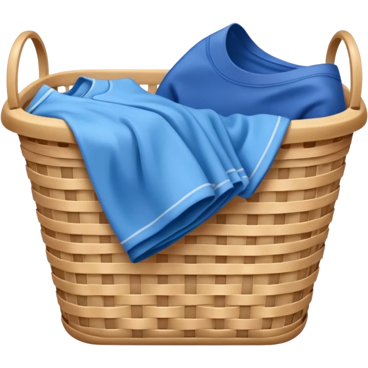 LAUNDRY white BASKET WITH FOLDED blue CLOTHES emoji