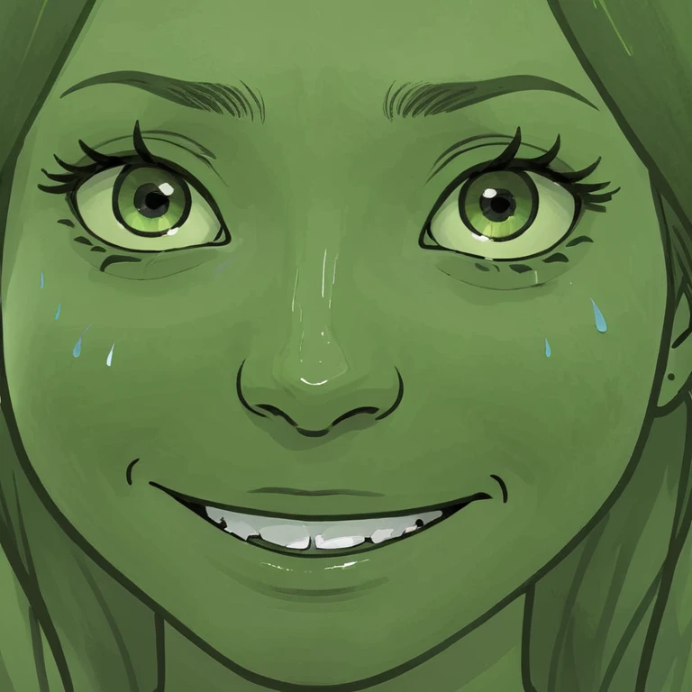a girl with emotional and happy face with tears in her eyes and smile on face emoji