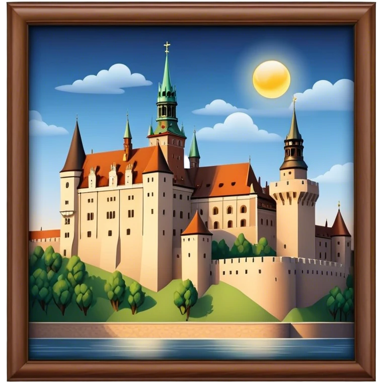 Cinematic Realistic Wawel Castle Landmark Emoji, depicted with the historic royal castle rendered with intricate detail and dramatic, majestic lighting. emoji